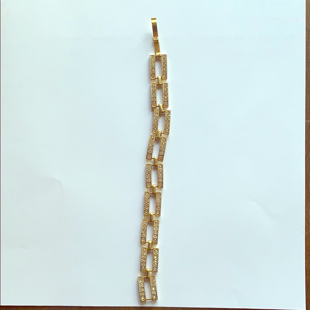 J. Crew Rhinestone and gold tone clasp bracelet